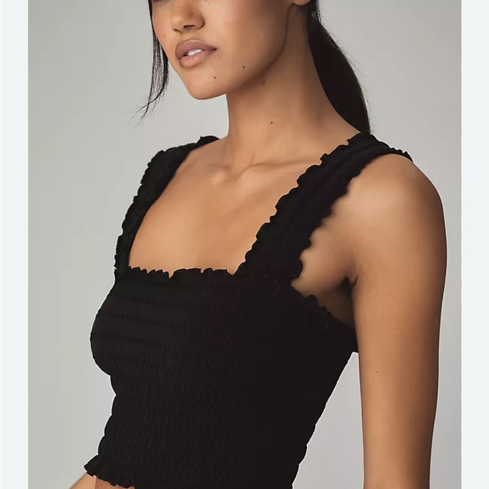 Anthropologie Chic Black Ruffled Camisole